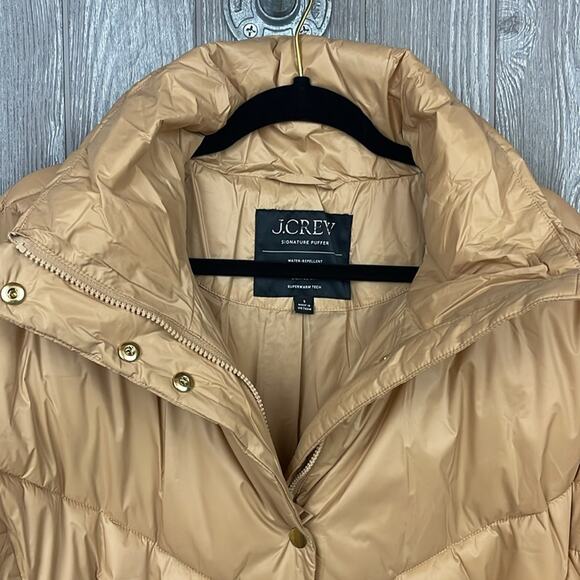 J. Crew Villa Shiny Puffer Coat Made with PrimaLoft in Sand Castle Size S NWT - Picture 9 of 15